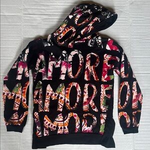 Desigual Amor Collection Girls Colorful Graphic Hoodie Size 13-14